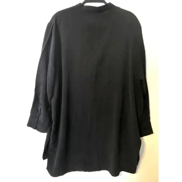 Zara Black Split Neck Tunic Blouse with Side Slits XXL 1J - Picture 5 of 6